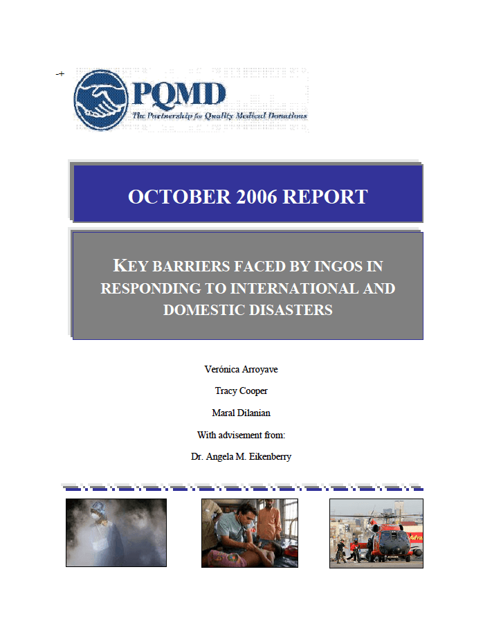 PQMD Key Barriers Report